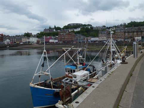 Oban harbour with MacCaigs Tower